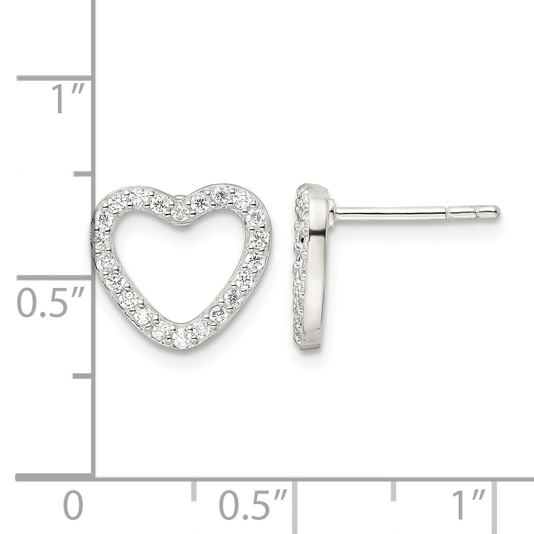 Sterling Silver CZ Heart Post Earrings
