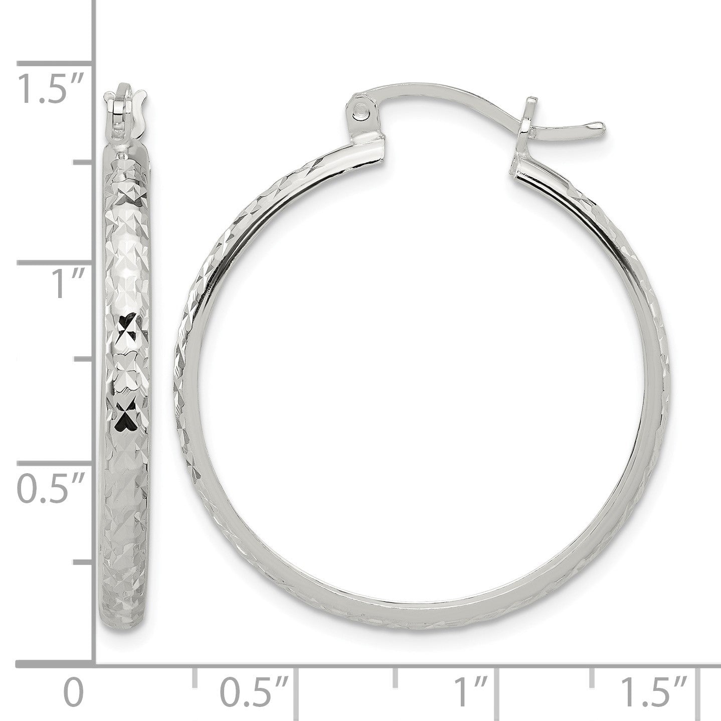 Sterling Silver Polished Diamond-Cut 3mm Round Hoop Earrings