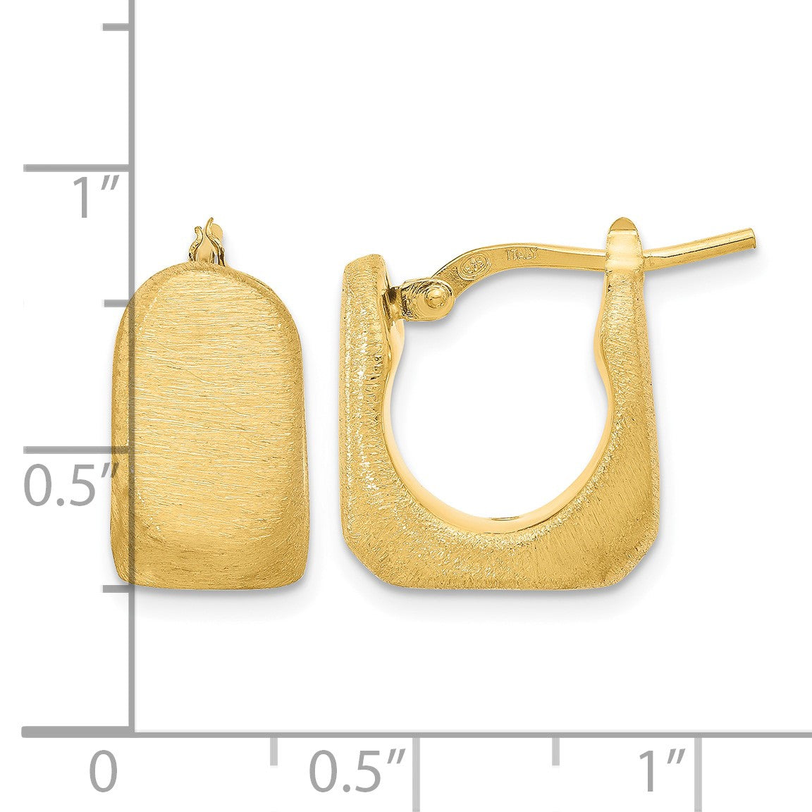 Sterling Silver Gold-Plated Brushed and Hollow Square Hoop Earrings