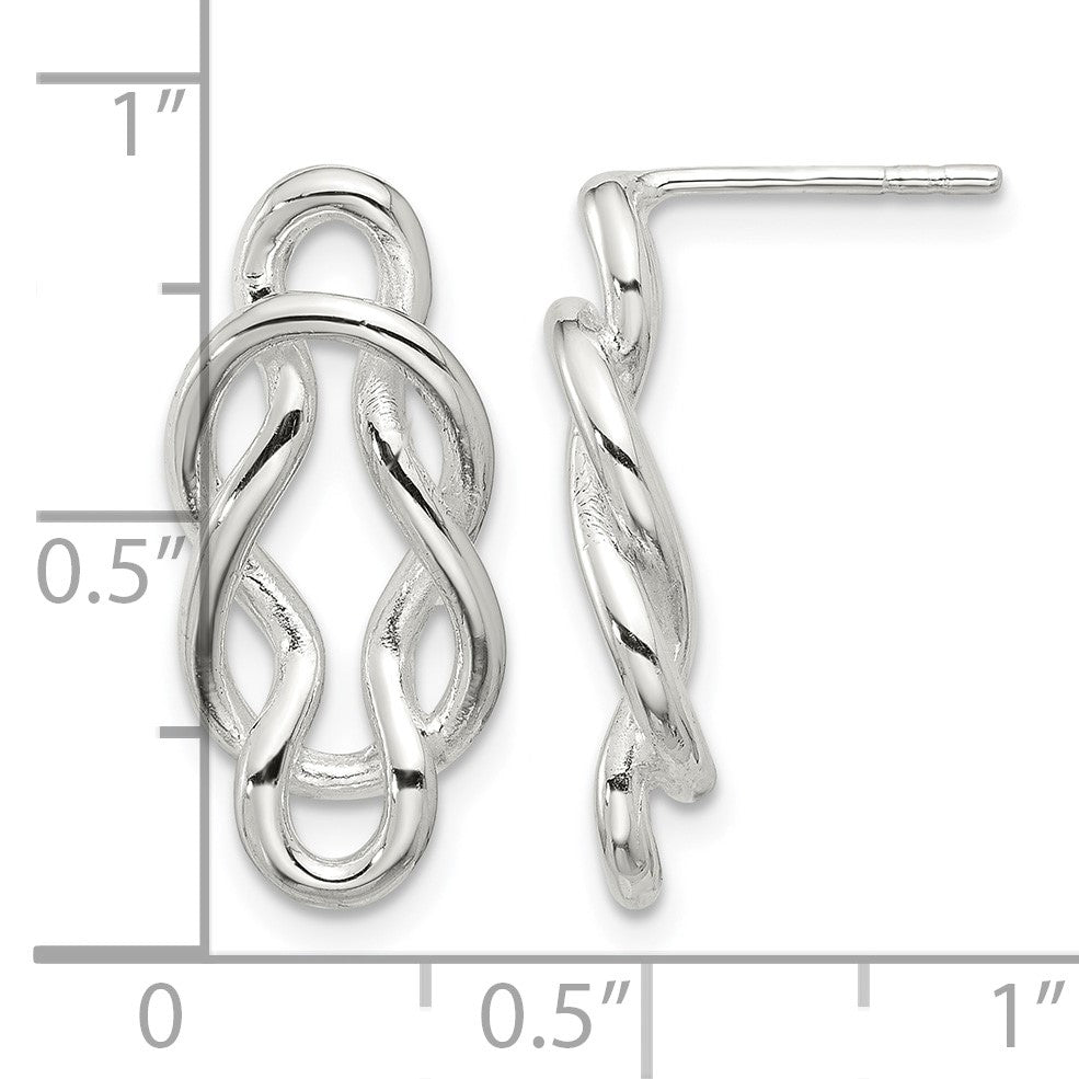 Sterling Silver Polished Double Fancy Knot Post Earrings