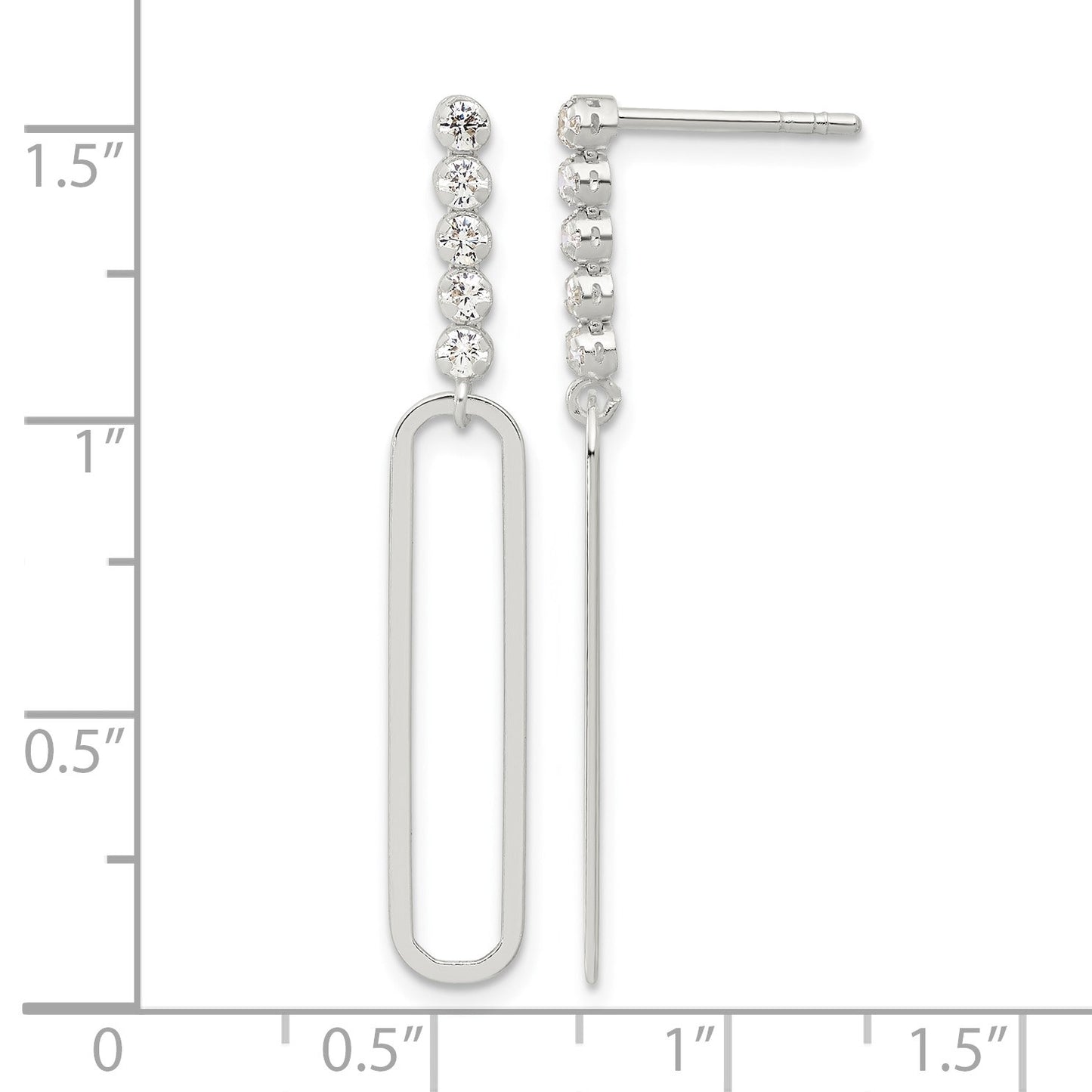 Sterling Silver E-coated CZ Post Dangle Earrings