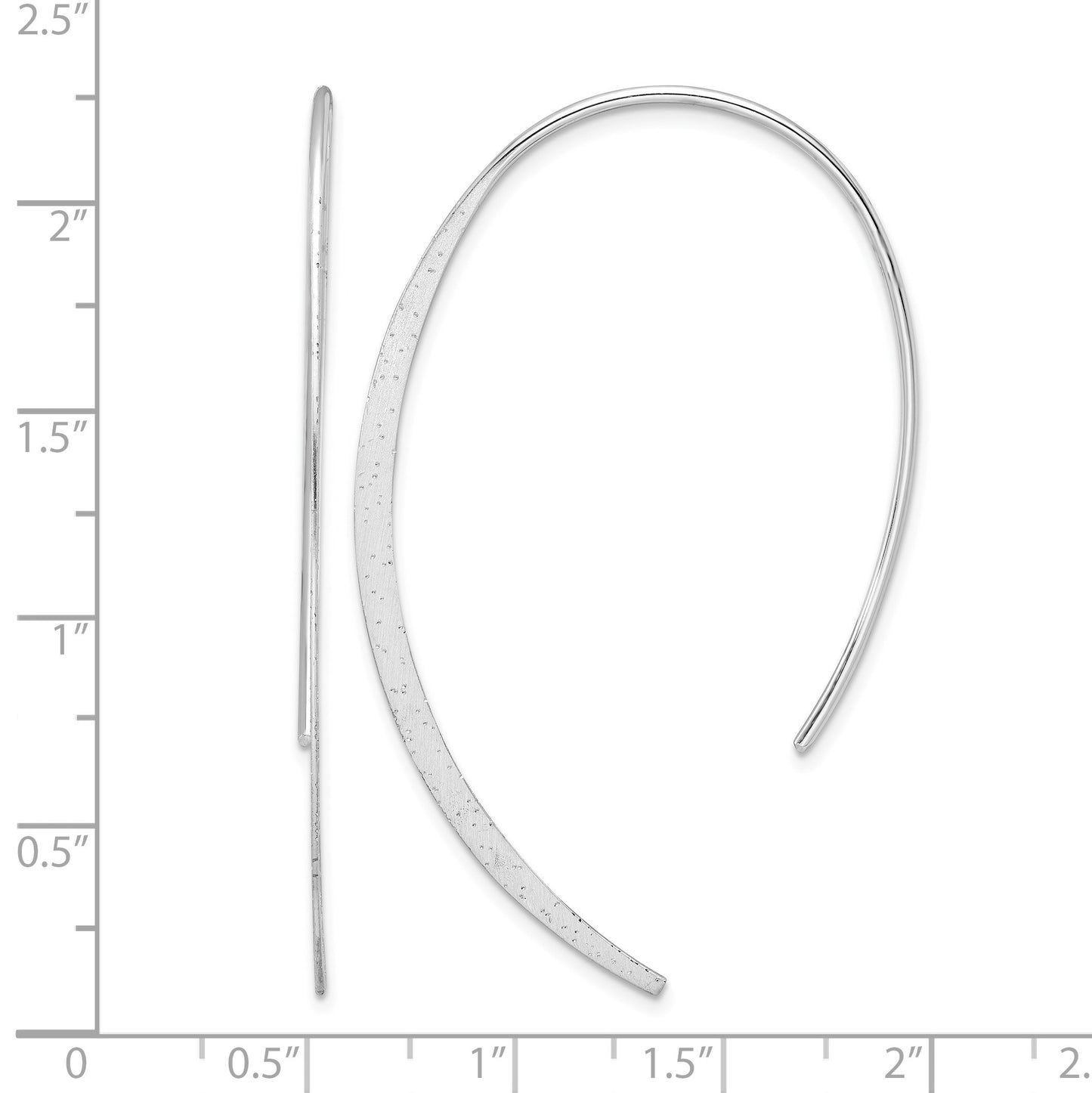 Sterling Silver Rhodium-plated Brushed and Lasered Threader Earrings