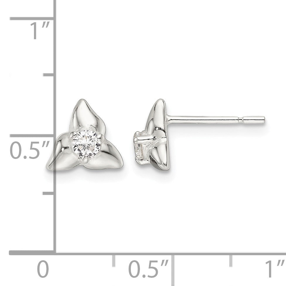 Sterling Silver Polished Triangular CZ Post Earrings