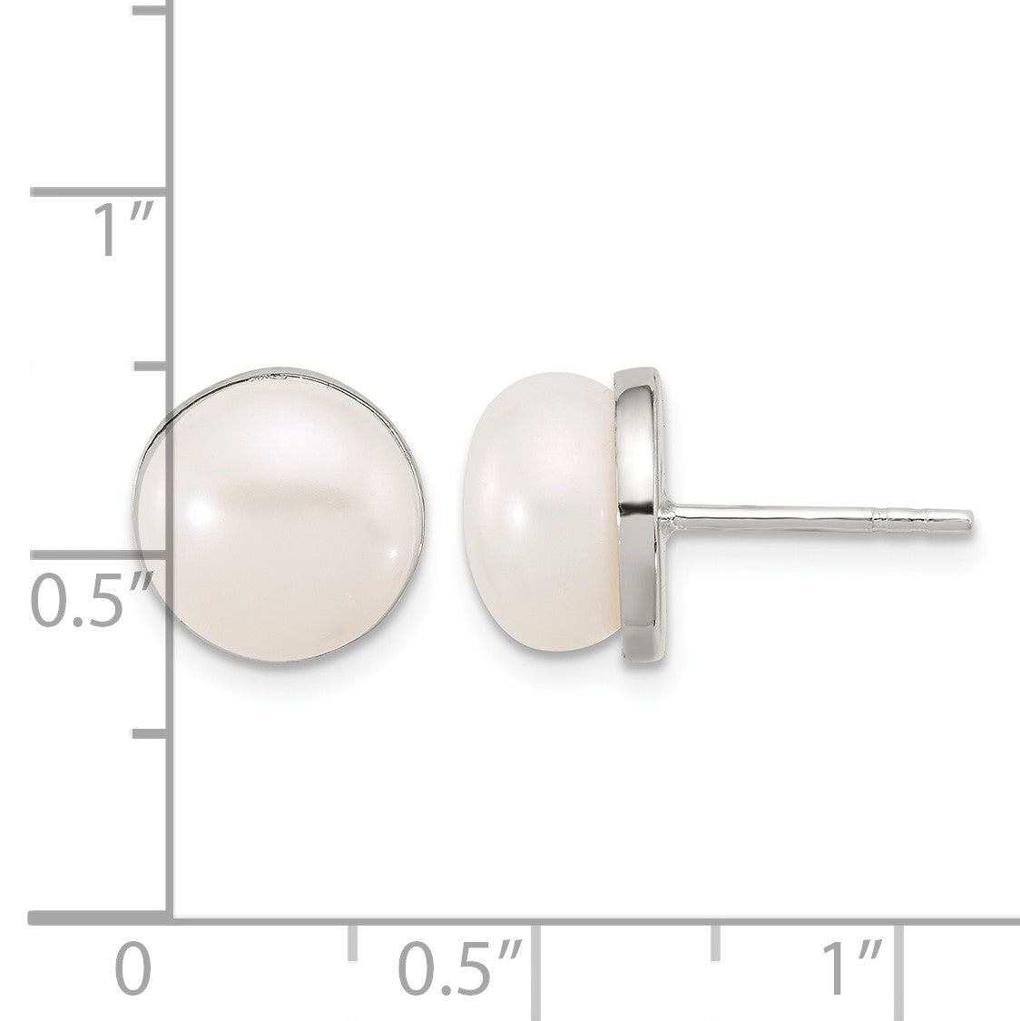 Sterling Silver Polished Freshwater Cultured Pearl Post Earrings