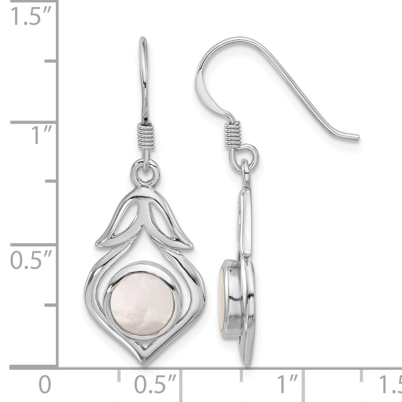 Sterling Silver RH-plated Polished Fancy Mother of Pearl Dangle Earrings