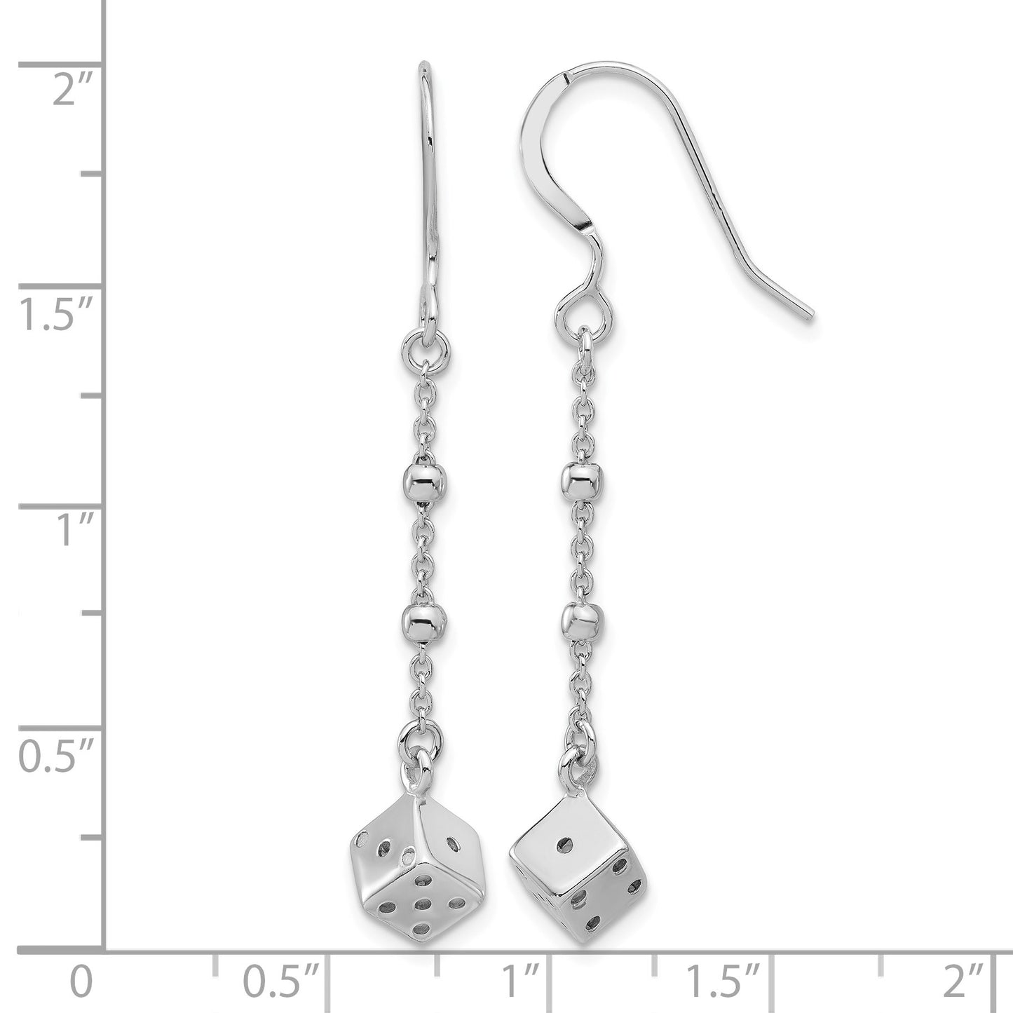 Sterling Silver Rhodium-plated Dice and Beads Dangle Earrings