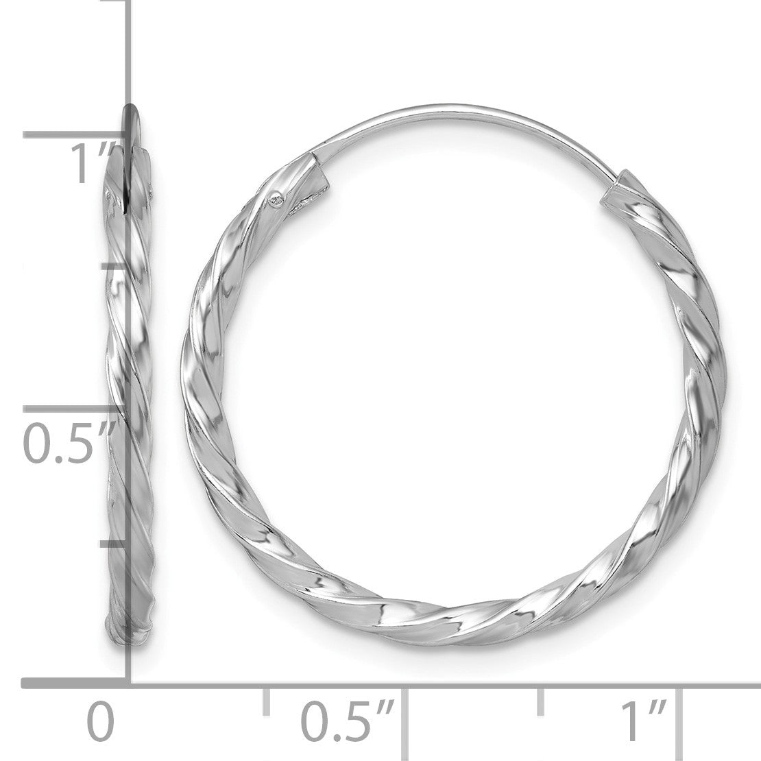 Sterling Silver Rhodium-plated Polished Twisted 2.25 x 26mm Round Endless Hoop Earrings