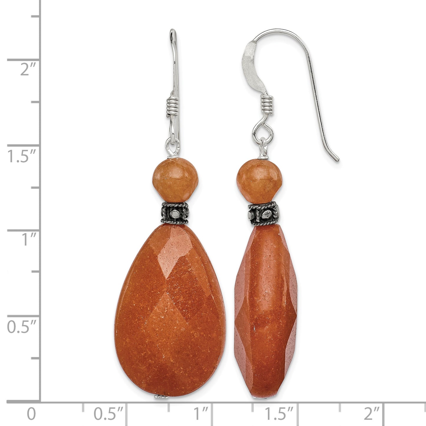 Sterling Silver Polished & Antiqued Carnelian Teardrop Dangle Earrings