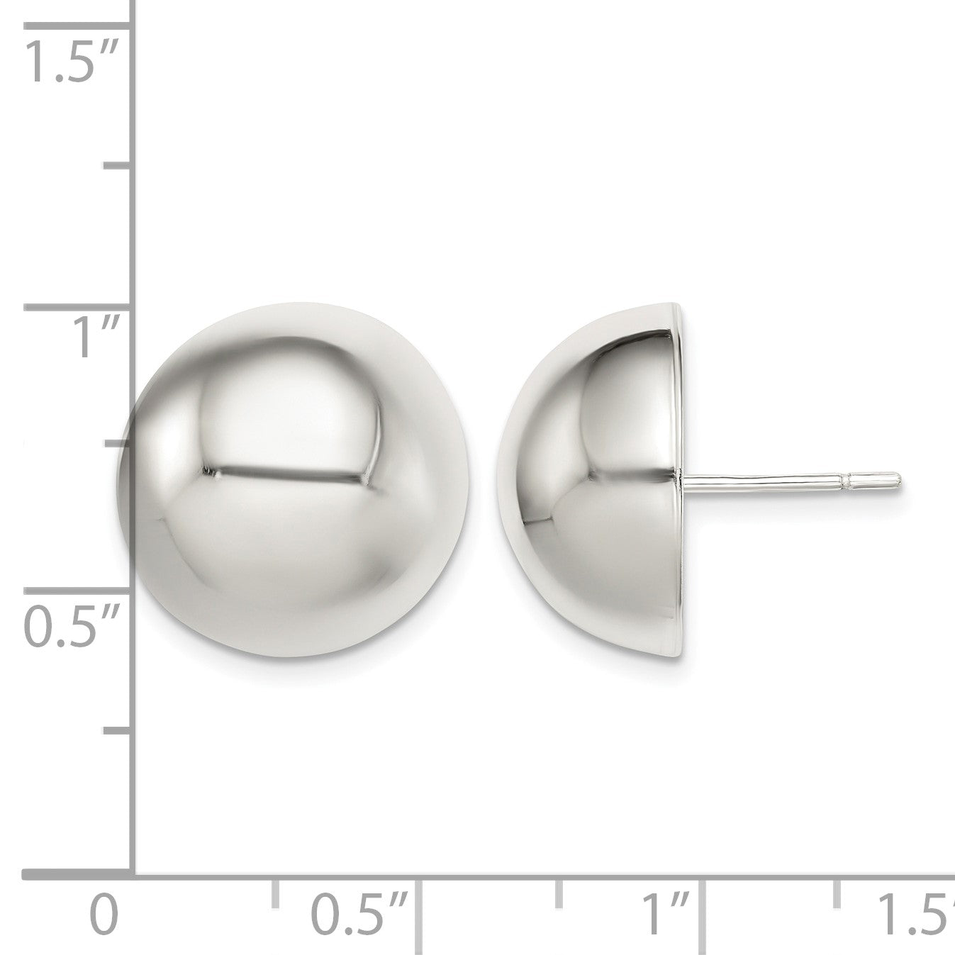 Sterling Silver Polished 16mm Button Earrings