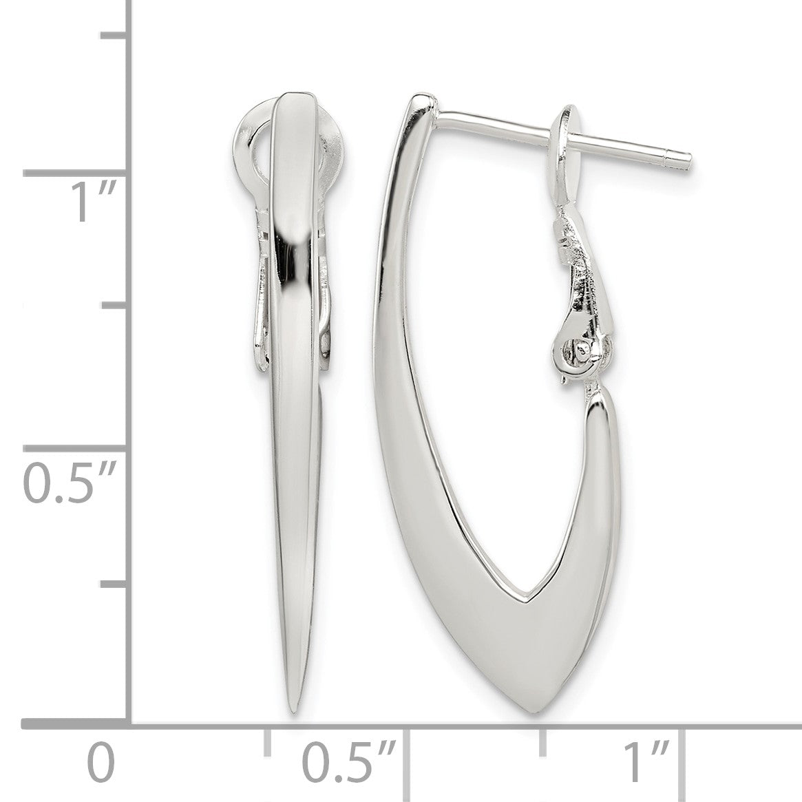 Sterling Silver Tapered Omega Back Hoop Earrings