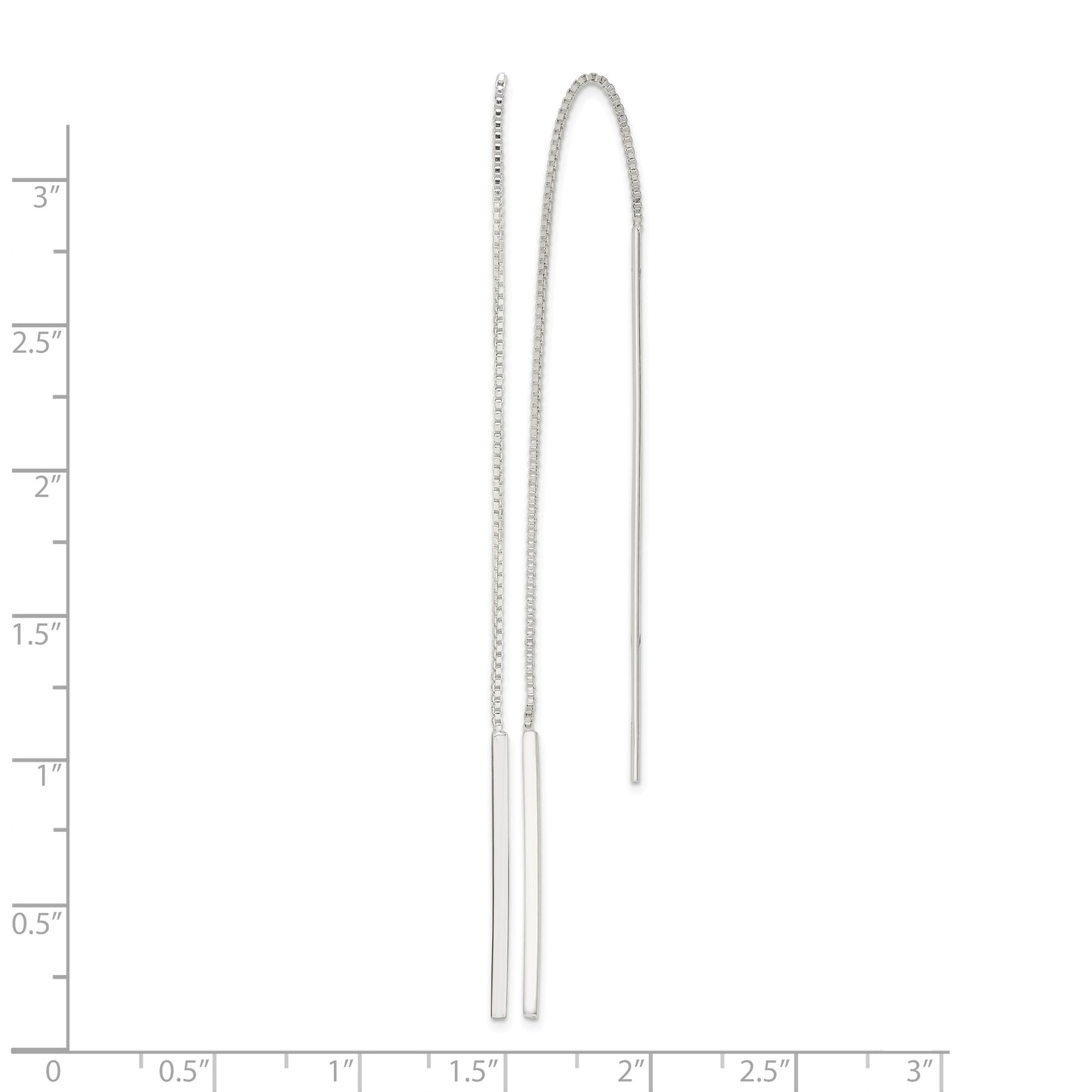 Sterling Silver Polished Bar Threader Earrings