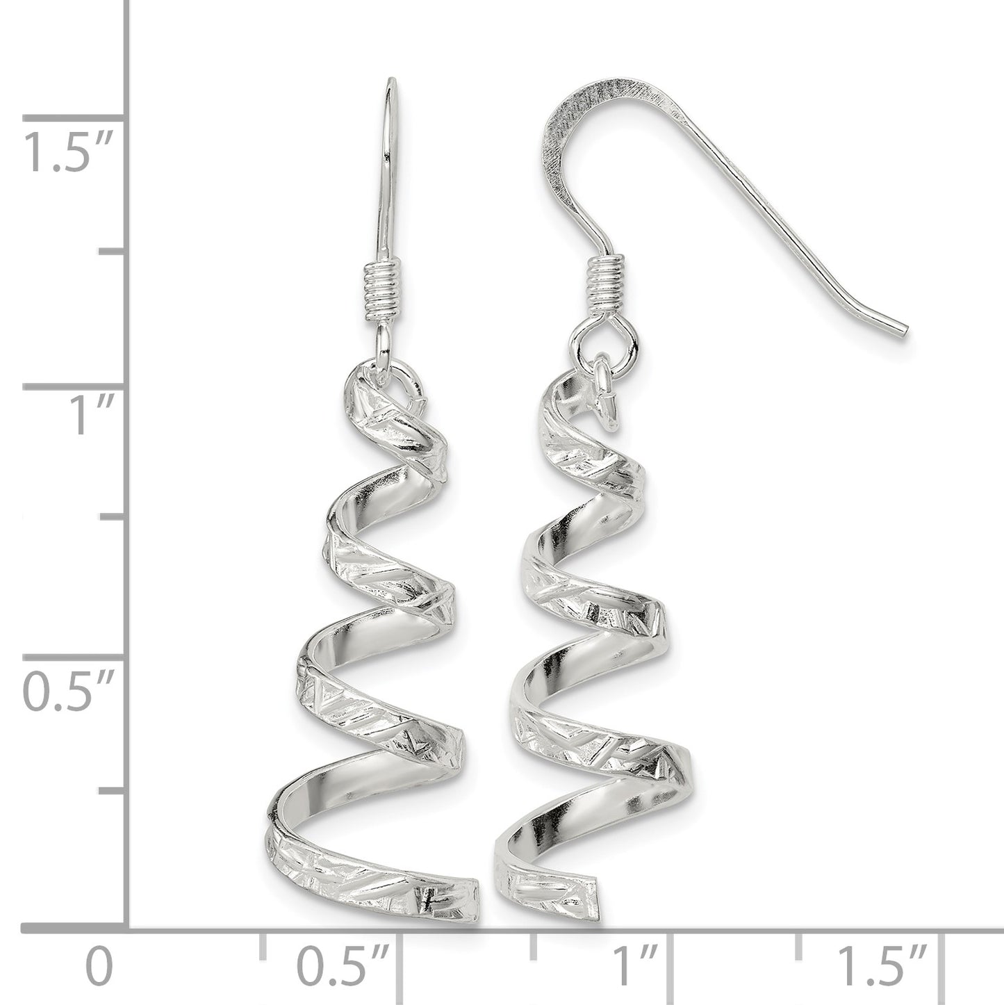 Sterling Silver Polished & Textured Twisted Dangle Earrings