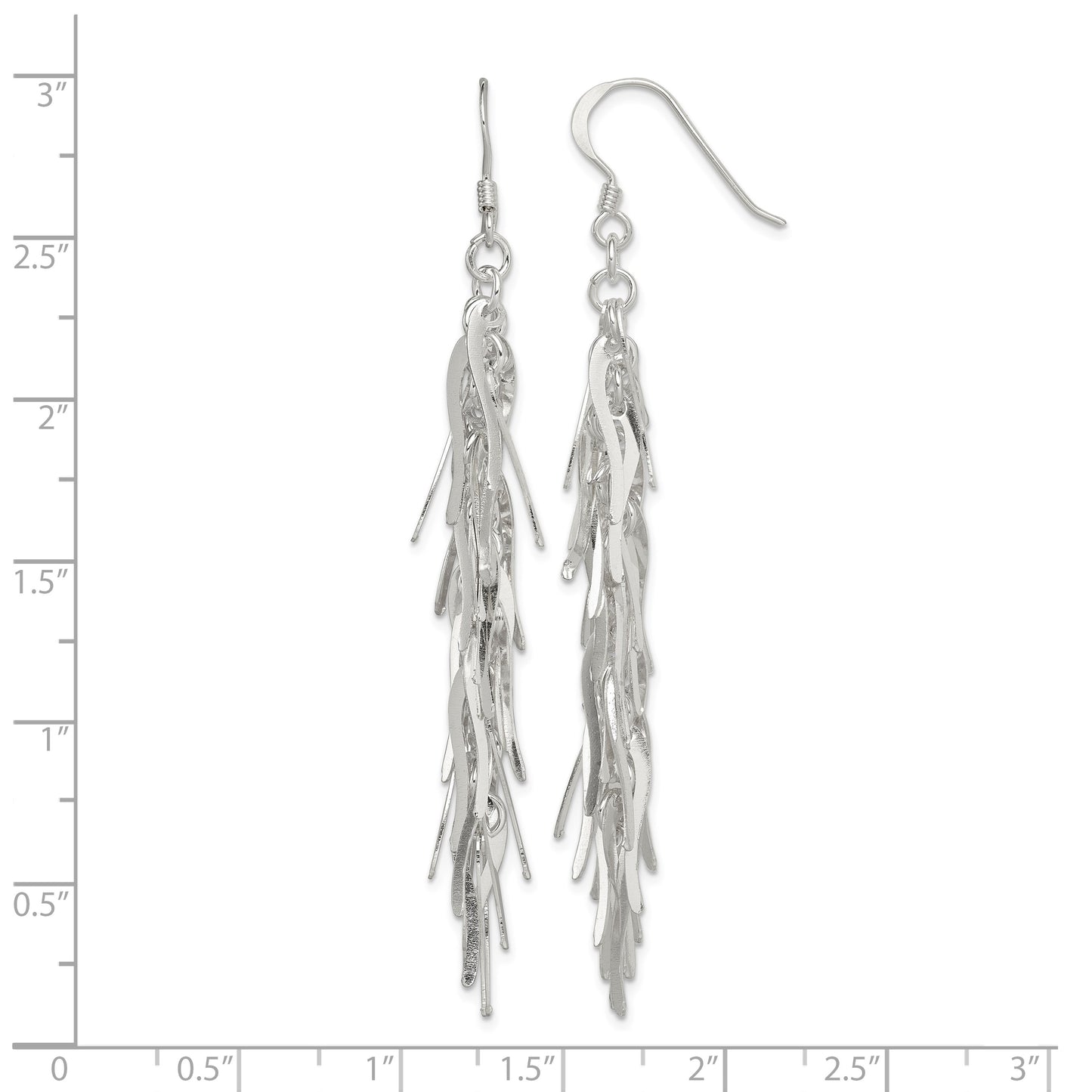 Sterling Silver Polished Fancy Drop Squiggle Dangle Earrings