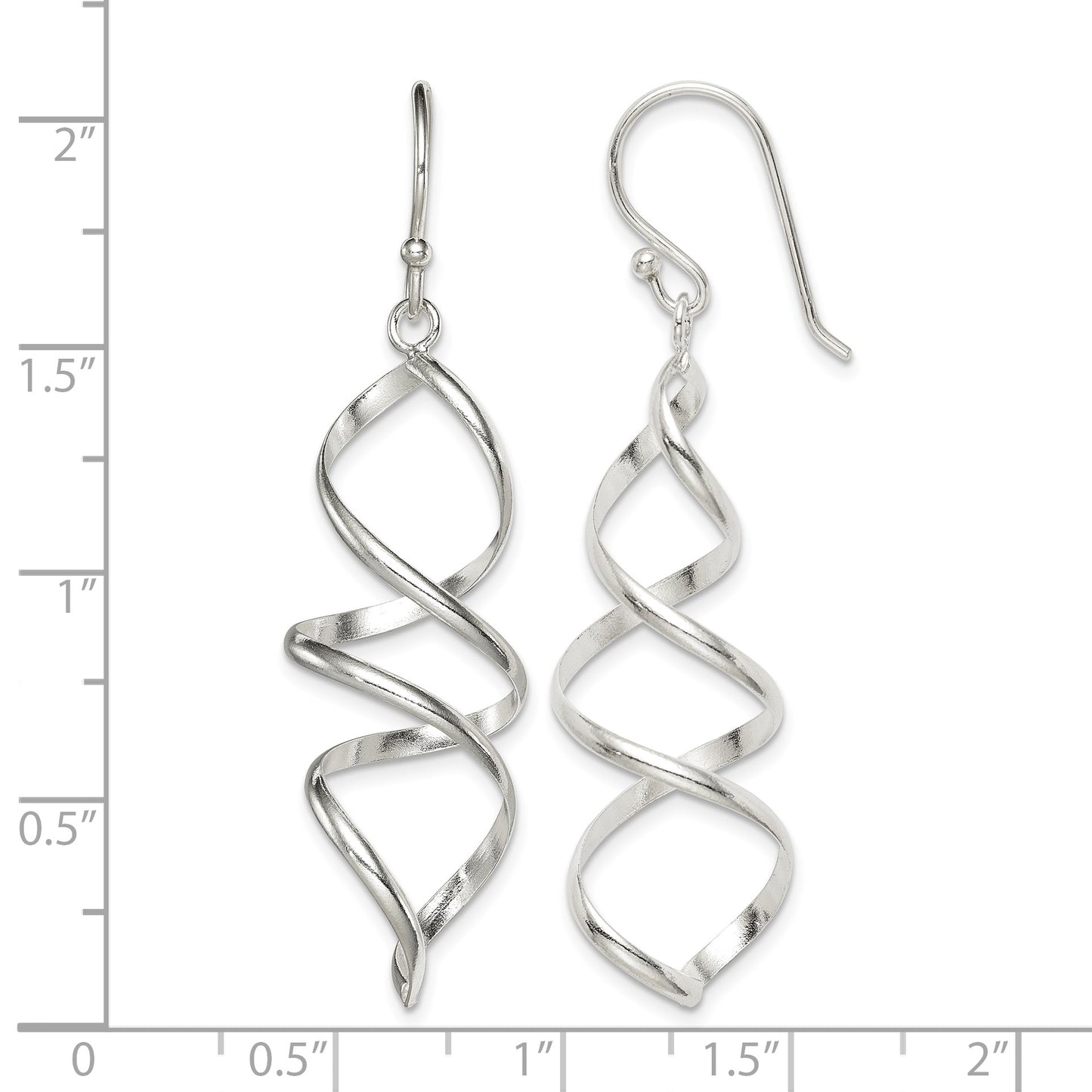 Sterling Silver Polished Corkscrew Twisted Dangle Earrings