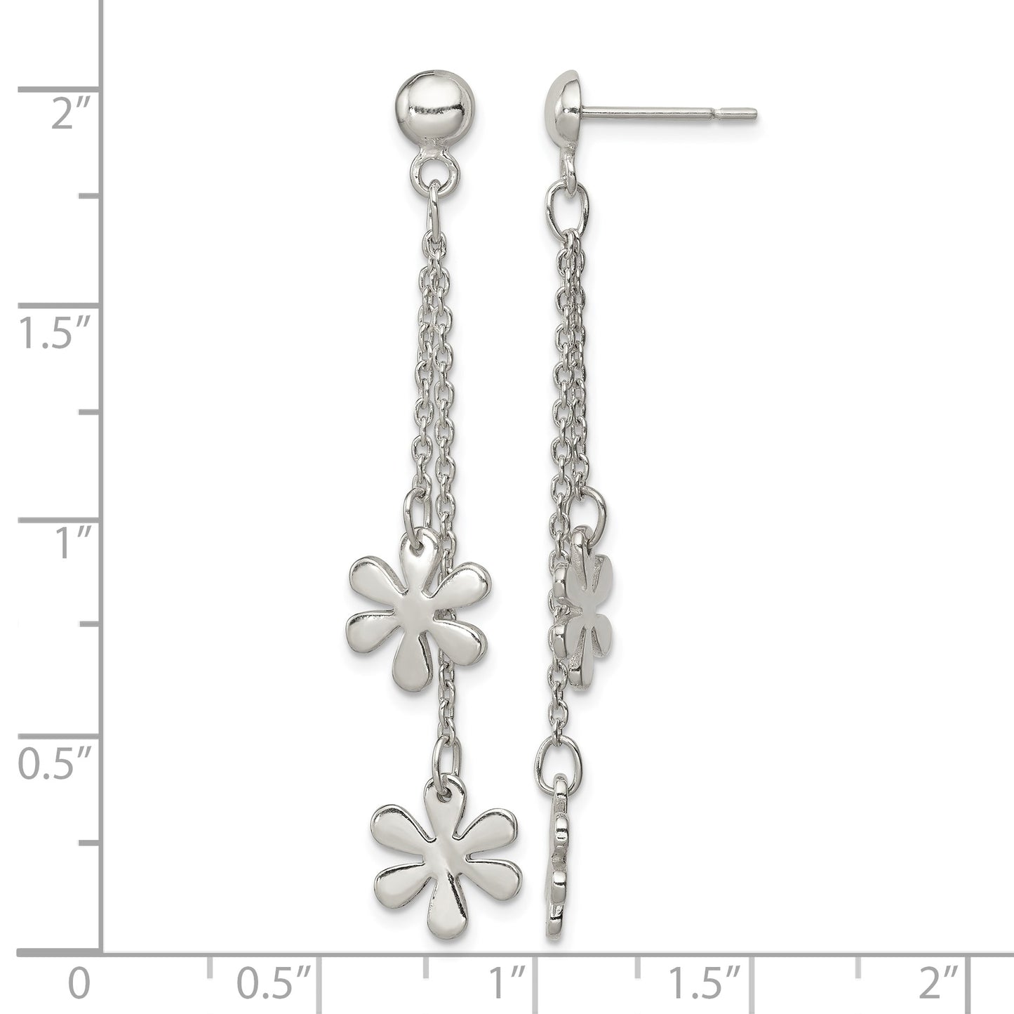 Sterling Silver Flower Dangle Post Earring