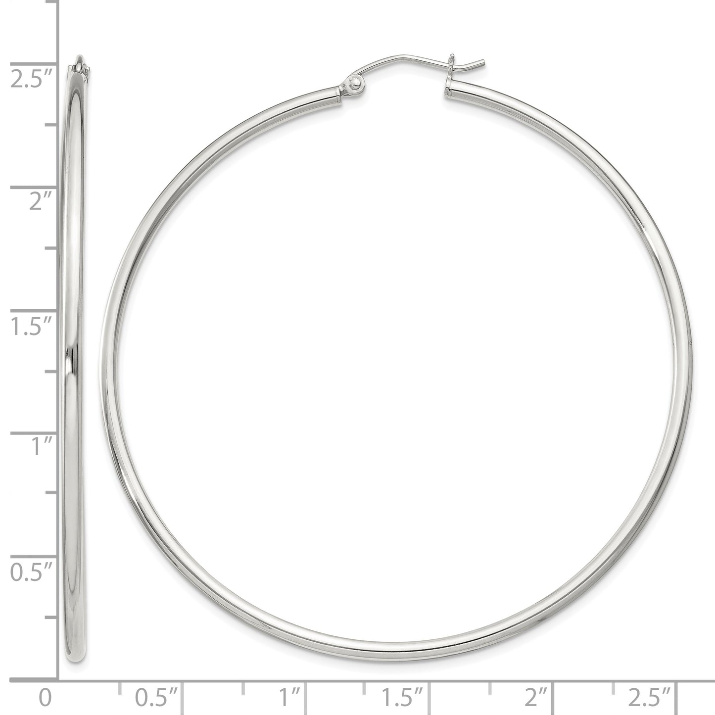 Sterling Silver 2mm Round Hoop Earrings