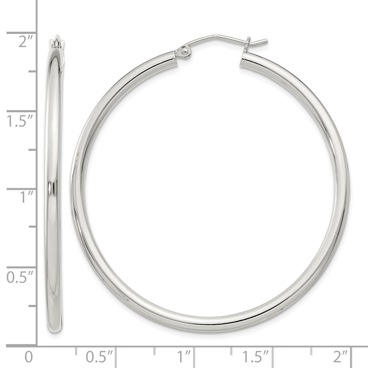 Sterling Silver 2.5mm Round Hoop Earrings