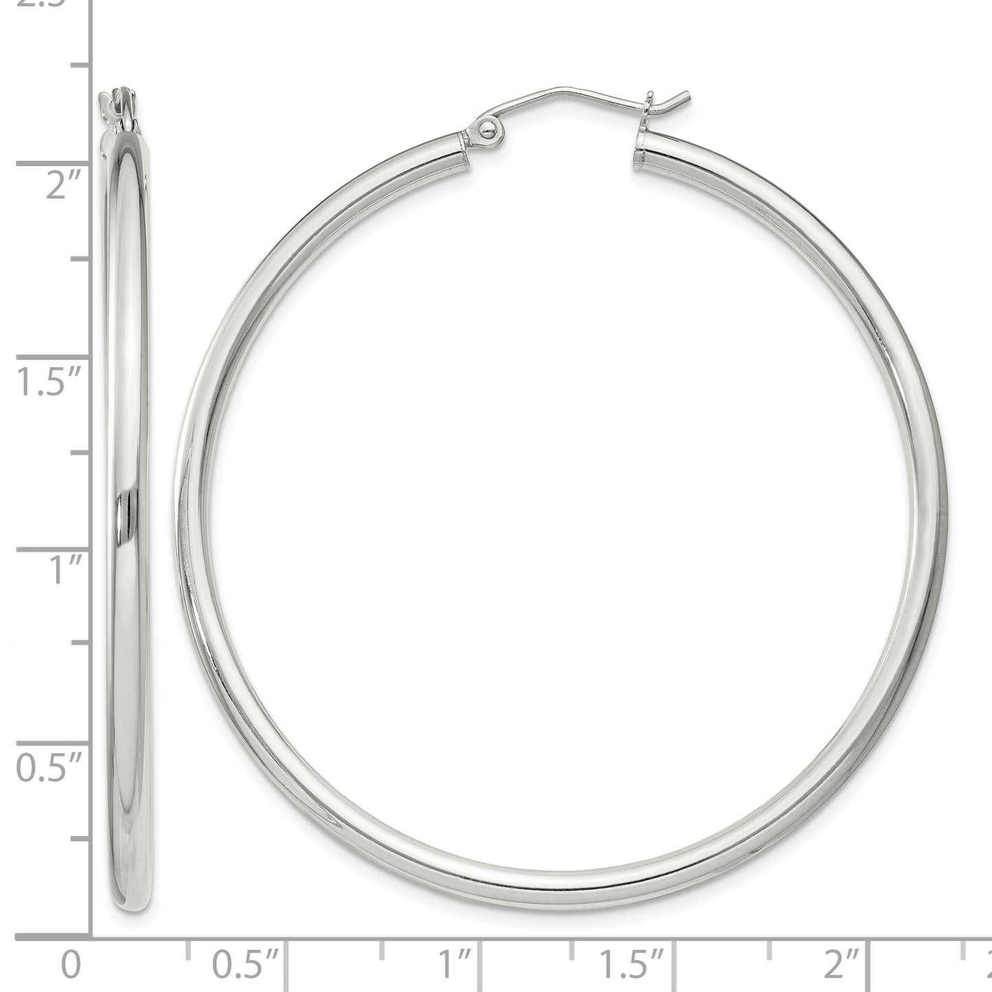 Sterling Silver 2.5mm Round Hoop Earrings