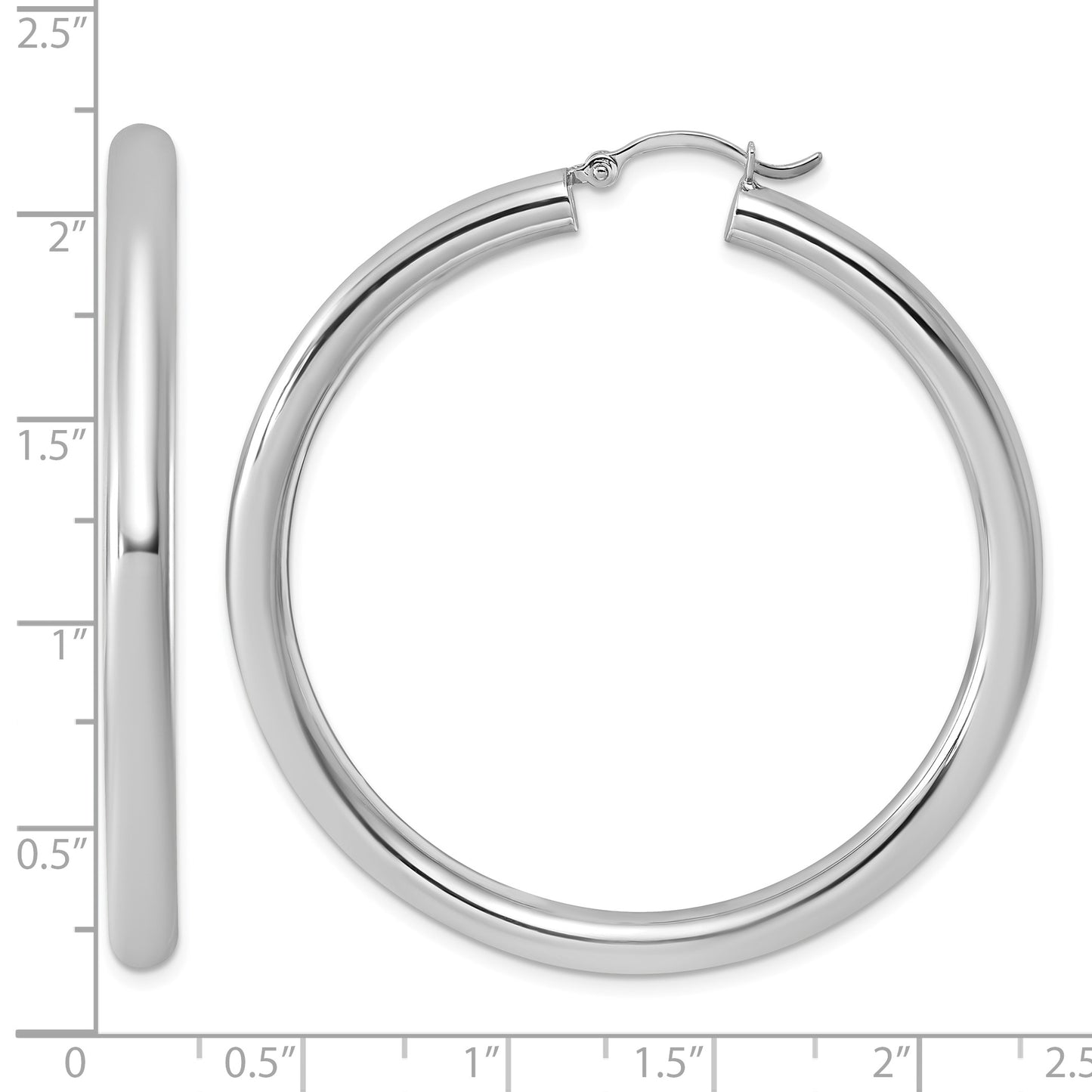 Sterling Silver Rhodium-plated 4mm Round Hoop Earrings