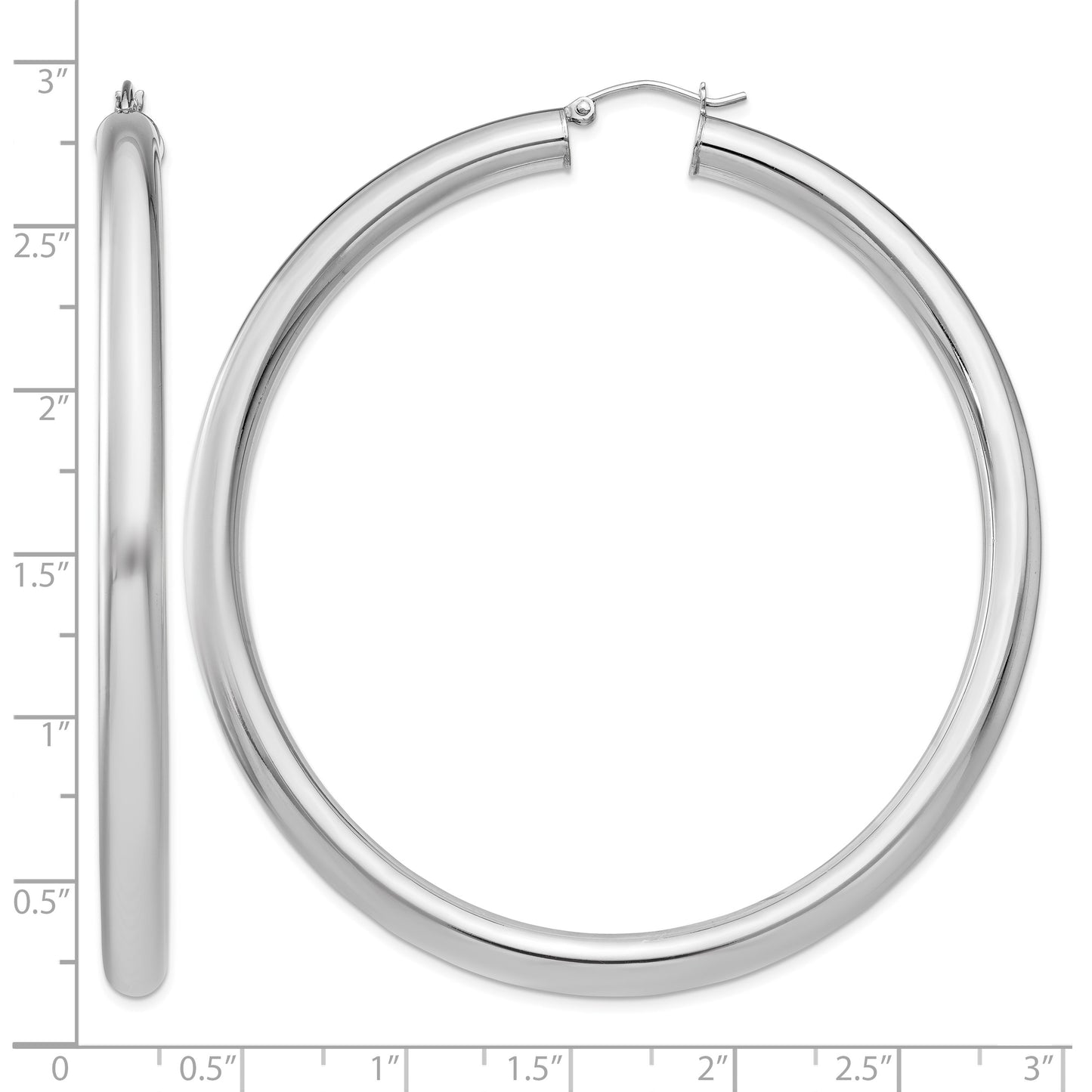 Sterling Silver Rhodium-plated 5mm Round Hoop Earrings