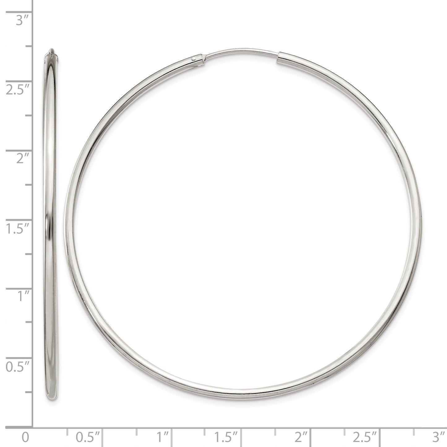 Sterling Silver 2x60mm Endless Hoop Earrings
