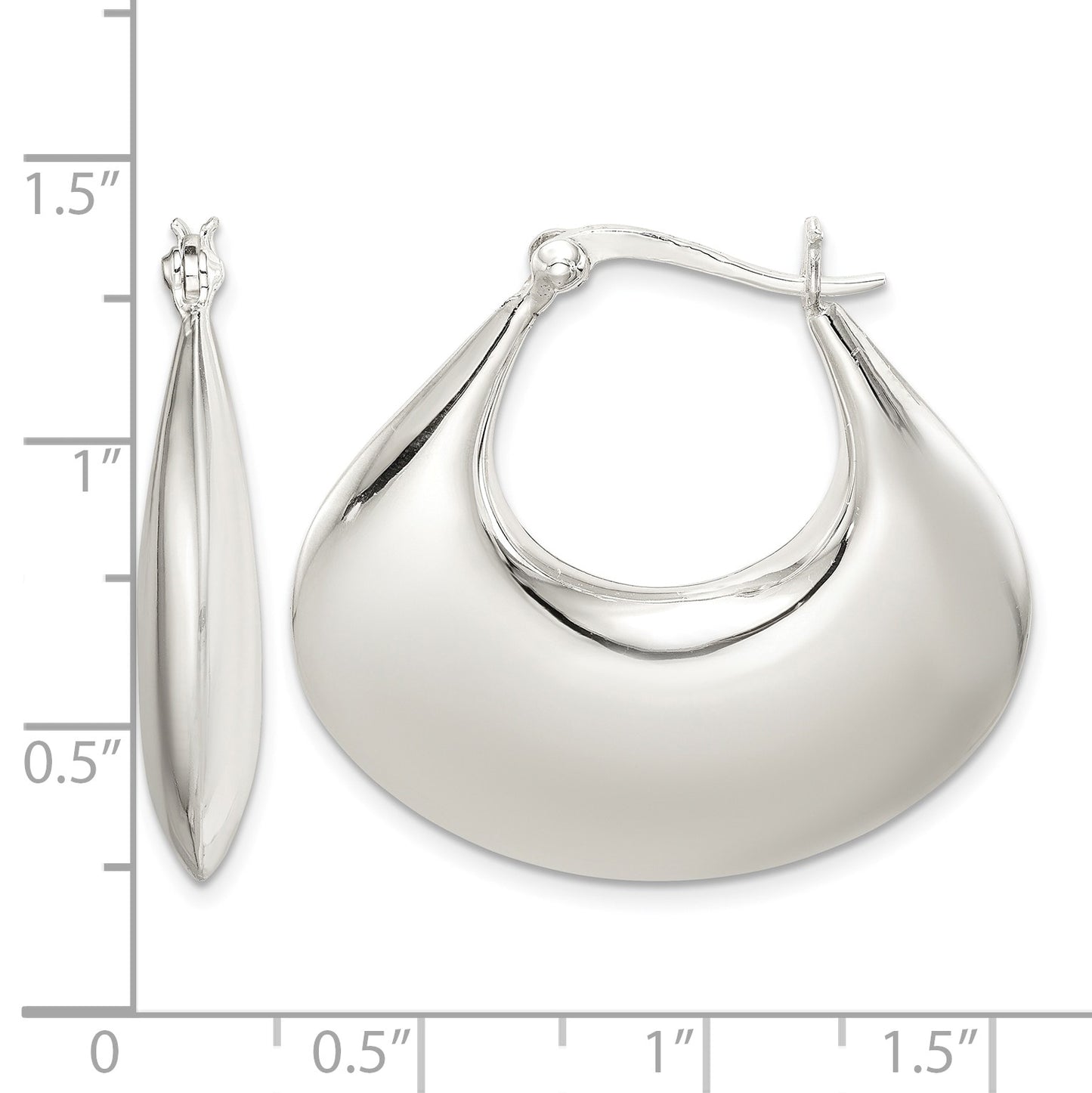 Sterling Silver Polished Puffed Hoop Earrings