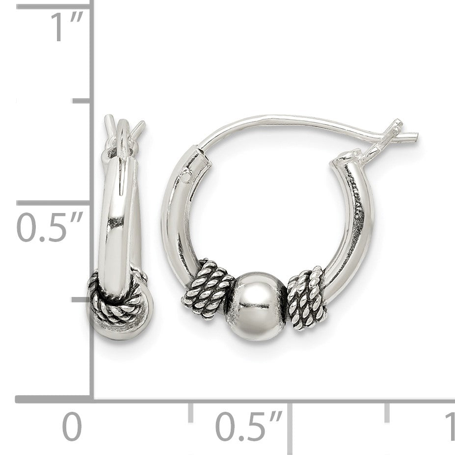 Sterling Silver Antiqued Hoop Earrings