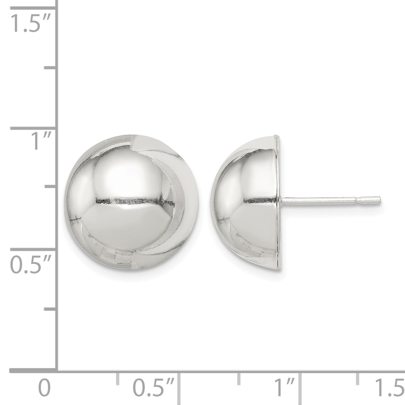 Sterling Silver Polished 14mm Button Earrings