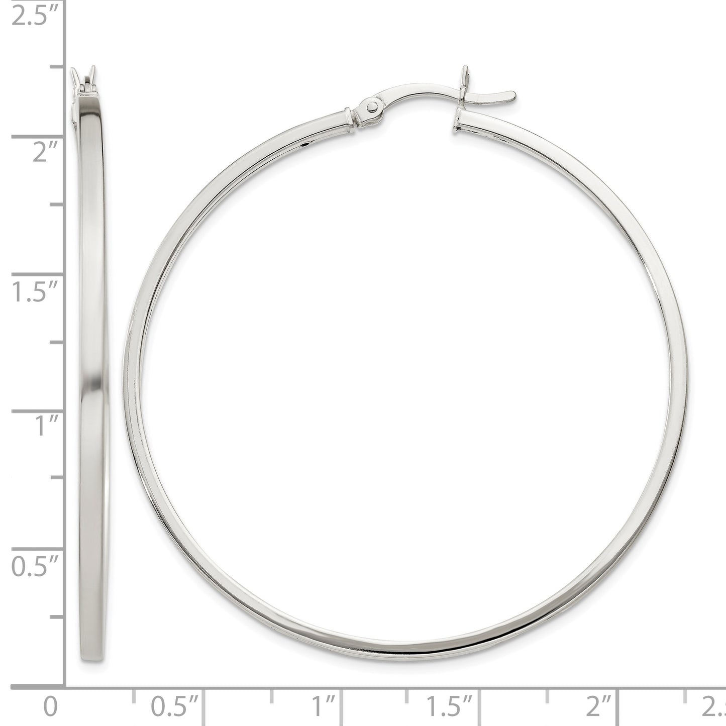 Sterling Silver 2.5x50mm Polished Hoop Earrings