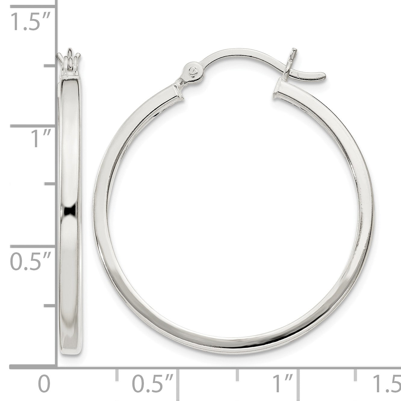 Sterling Silver 2.5x30mm Polished Hoop Earrings