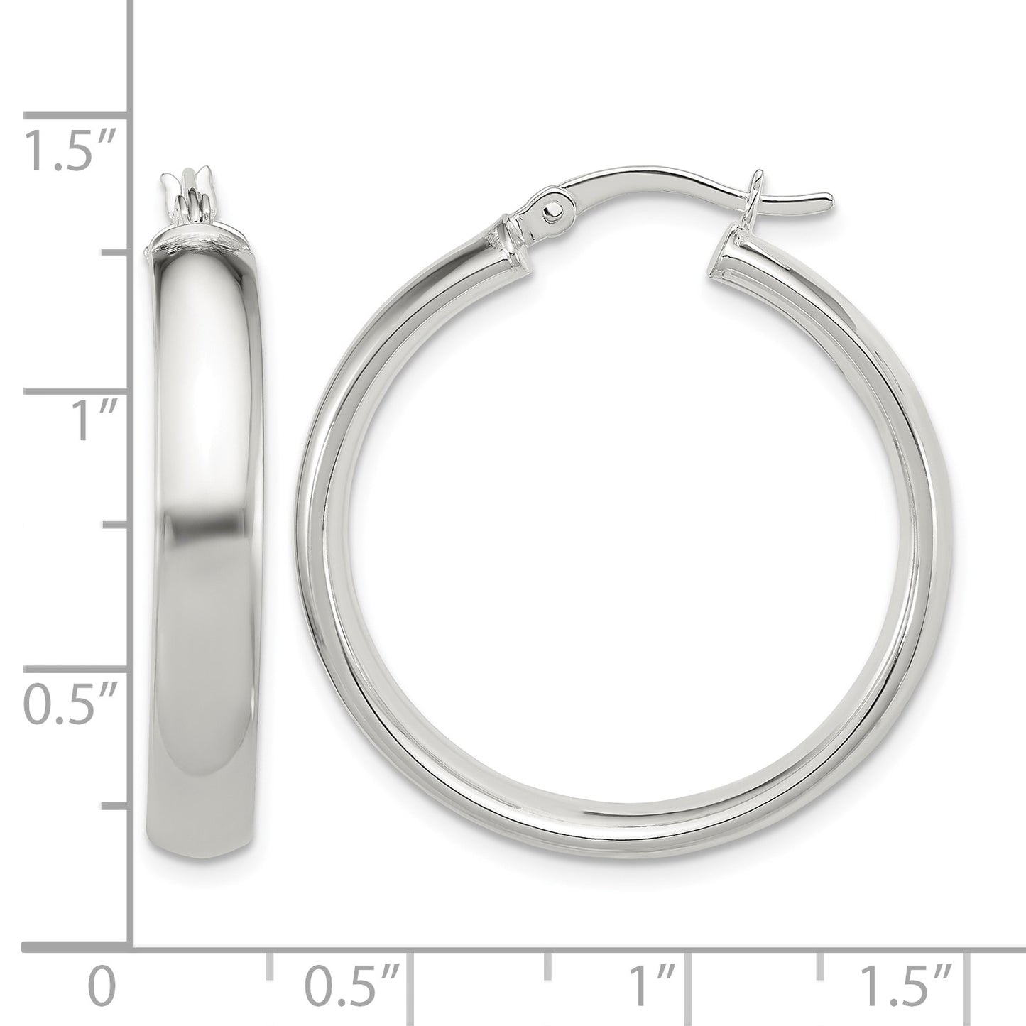 Sterling Silver 5x30mm Hoop Earrings