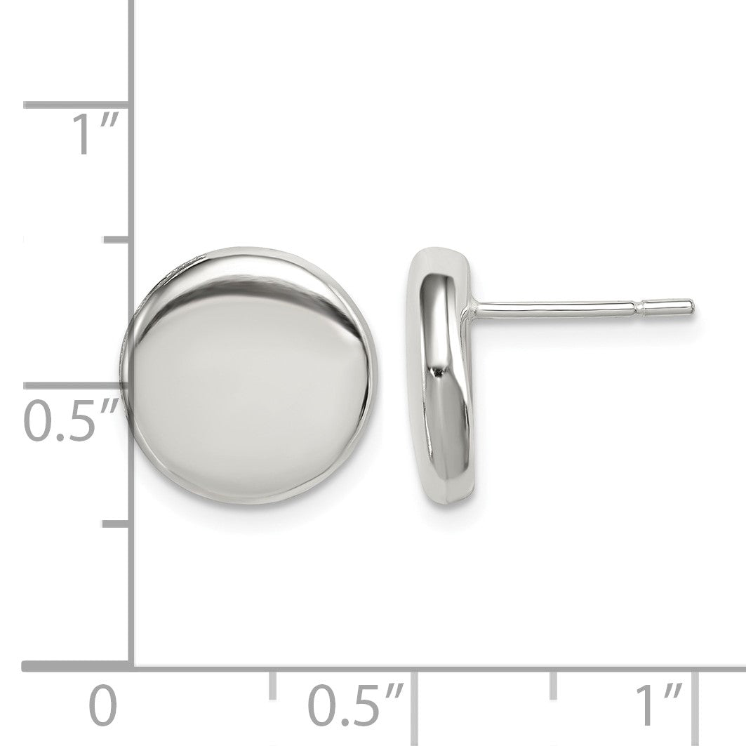 Sterling Silver Polished Button Post Earrings