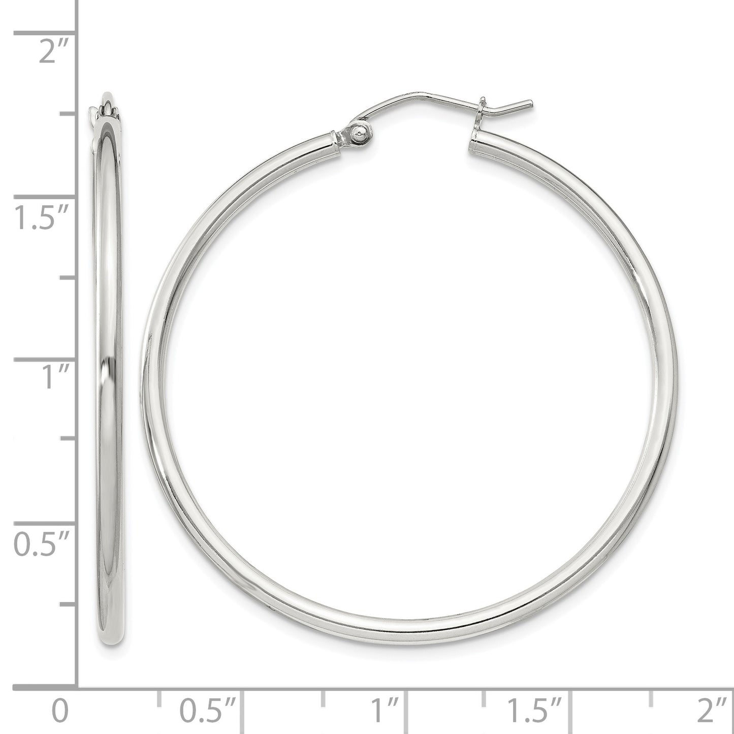 Sterling Silver 2mm Round Hoop Earrings