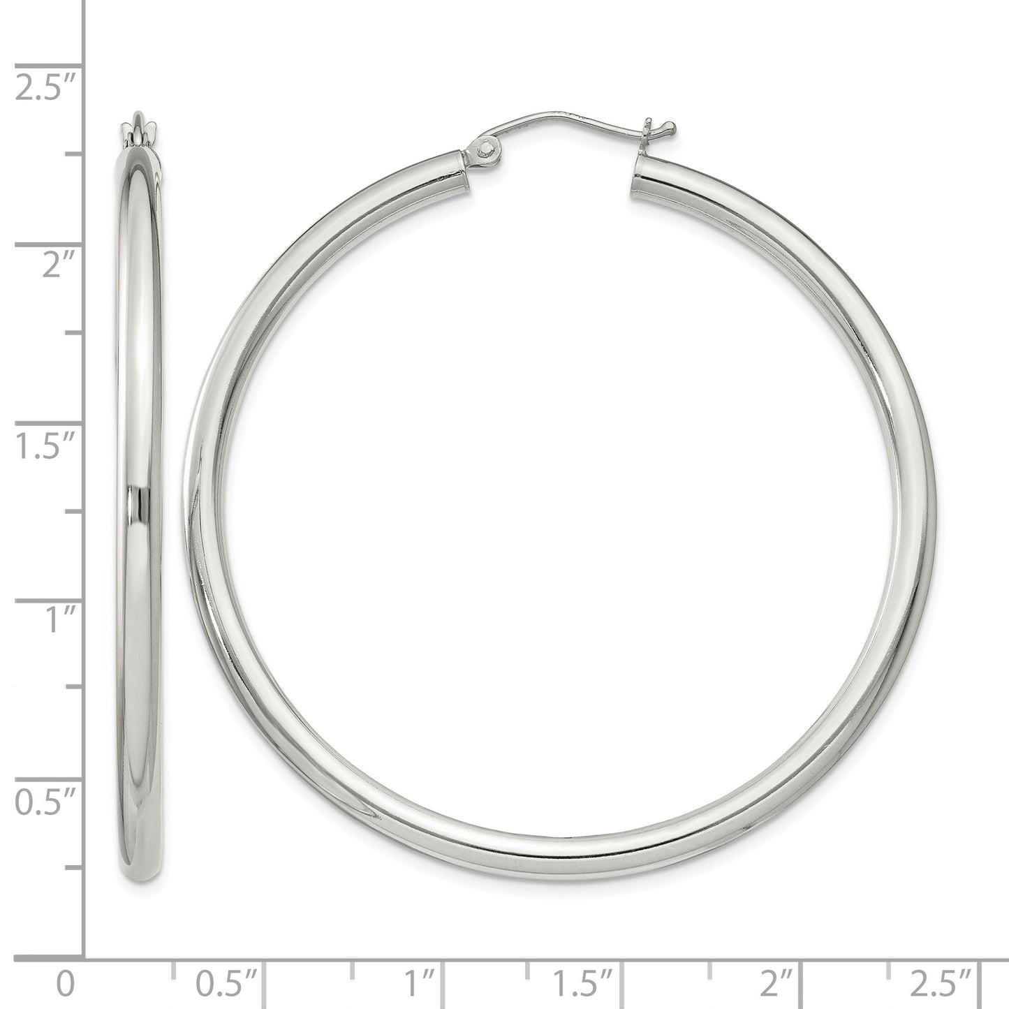 Sterling Silver 3mm Round Hoop Earrings