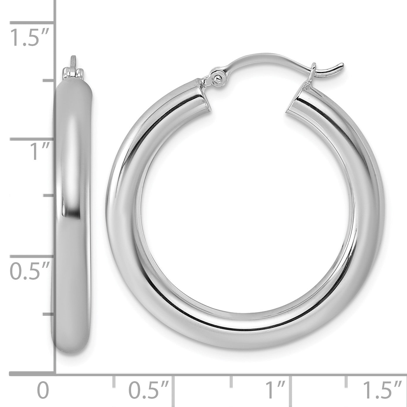 Sterling Silver Rhodium-plated 4mm Round Hoop Earrings