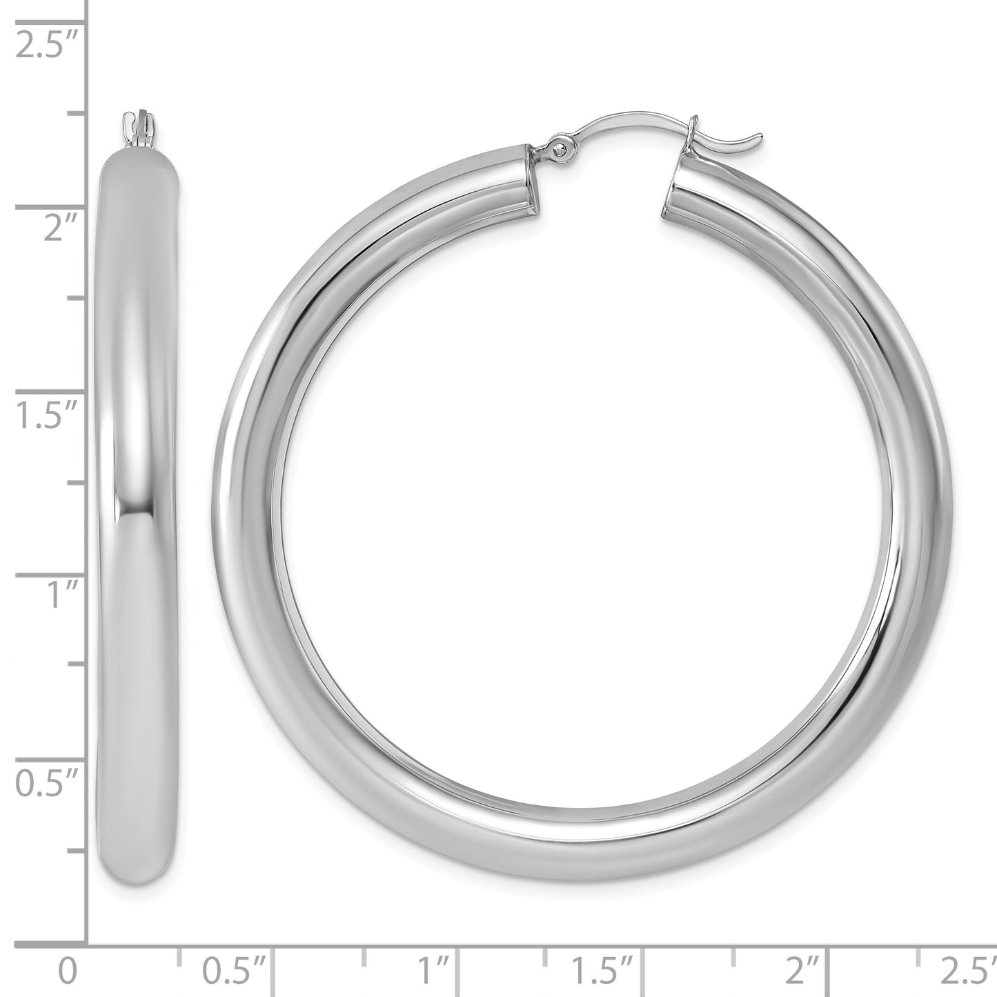 Sterling Silver Rhodium-plated 5mm Round Hoop Earrings