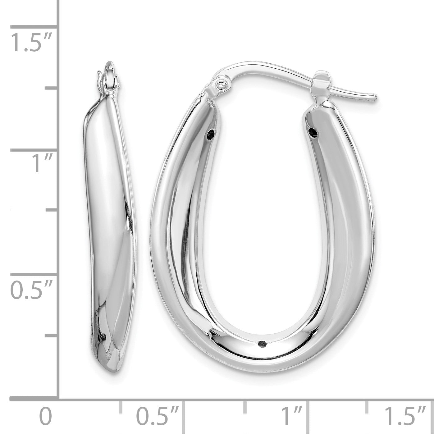Sterling Silver Rhod-plated Polished Hollow 6mm Oval Hoop Earrings