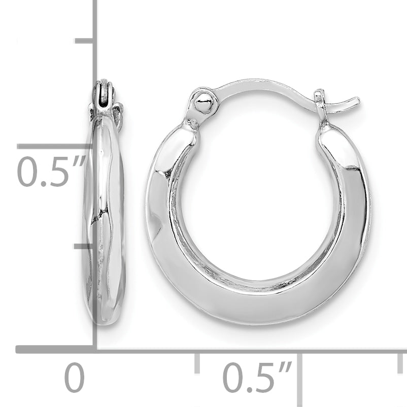 Sterling Silver Rhodium Plated Hollow Hoop Earrings