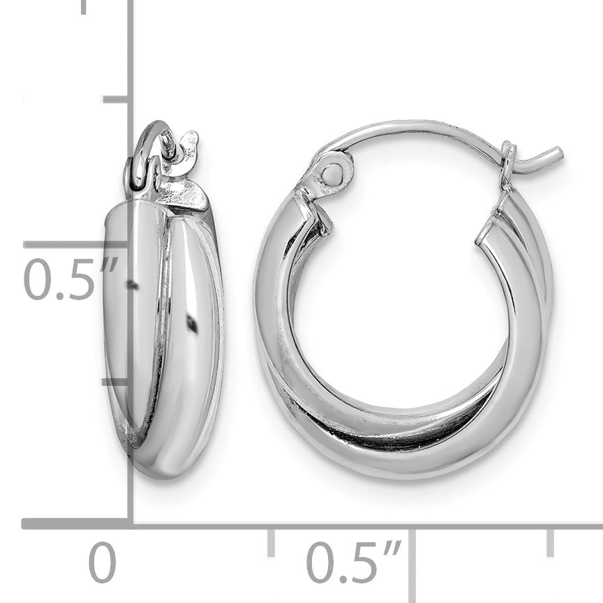 Sterling Silver Rhodium Plated Double Hoop Earrings
