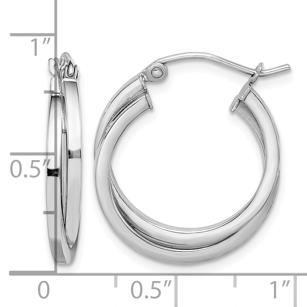 Sterling Silver Rhodium Plated Double Hoop Earrings