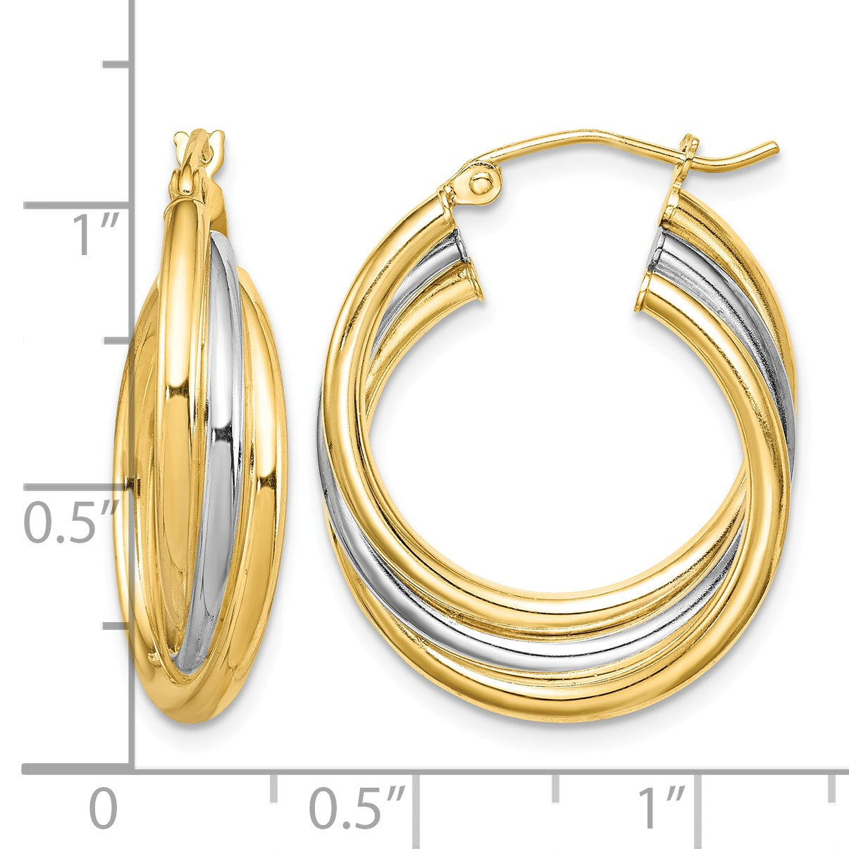 Sterling Silver Rhodium-plated Gold-plated Triple Hoop Earrings