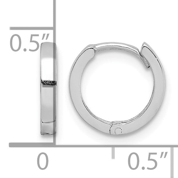 Sterling Silver Rhodium Polished Hinged Hoop Earrings