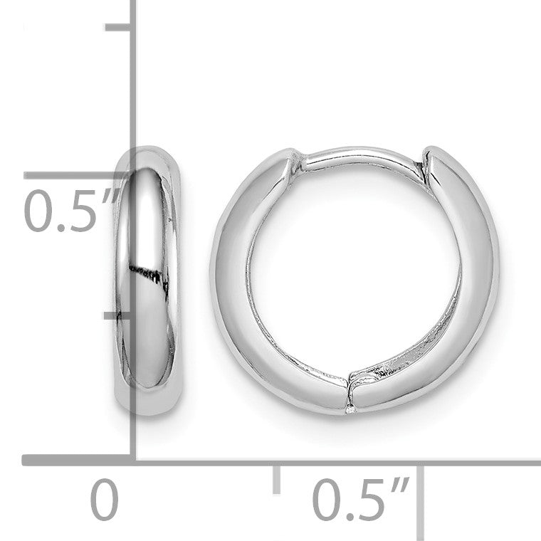 Sterling Silver Rhodium Polished Hinged Hoop Earrings
