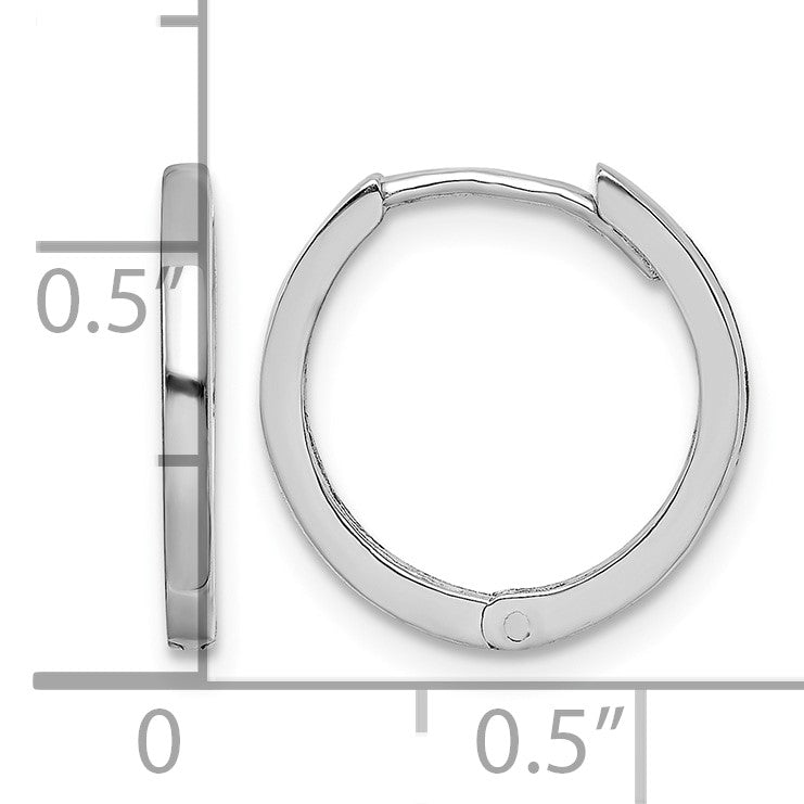 Sterling Silver Rhodium Polished Hinged Hoop Earrings