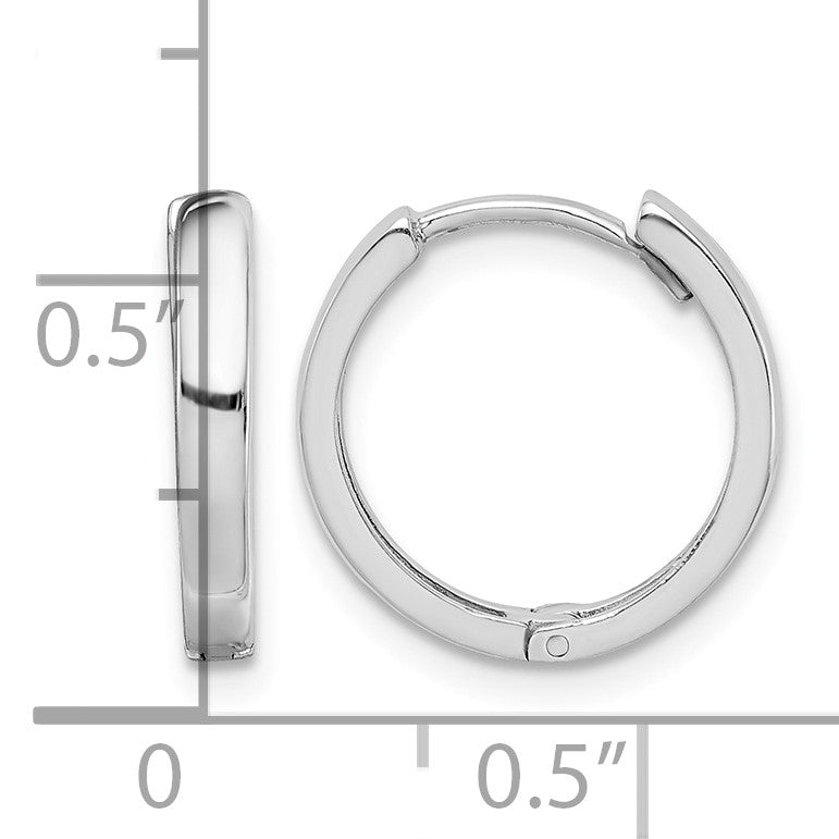 Sterling Silver Rhodium Polished Hinged Hoop Earrings