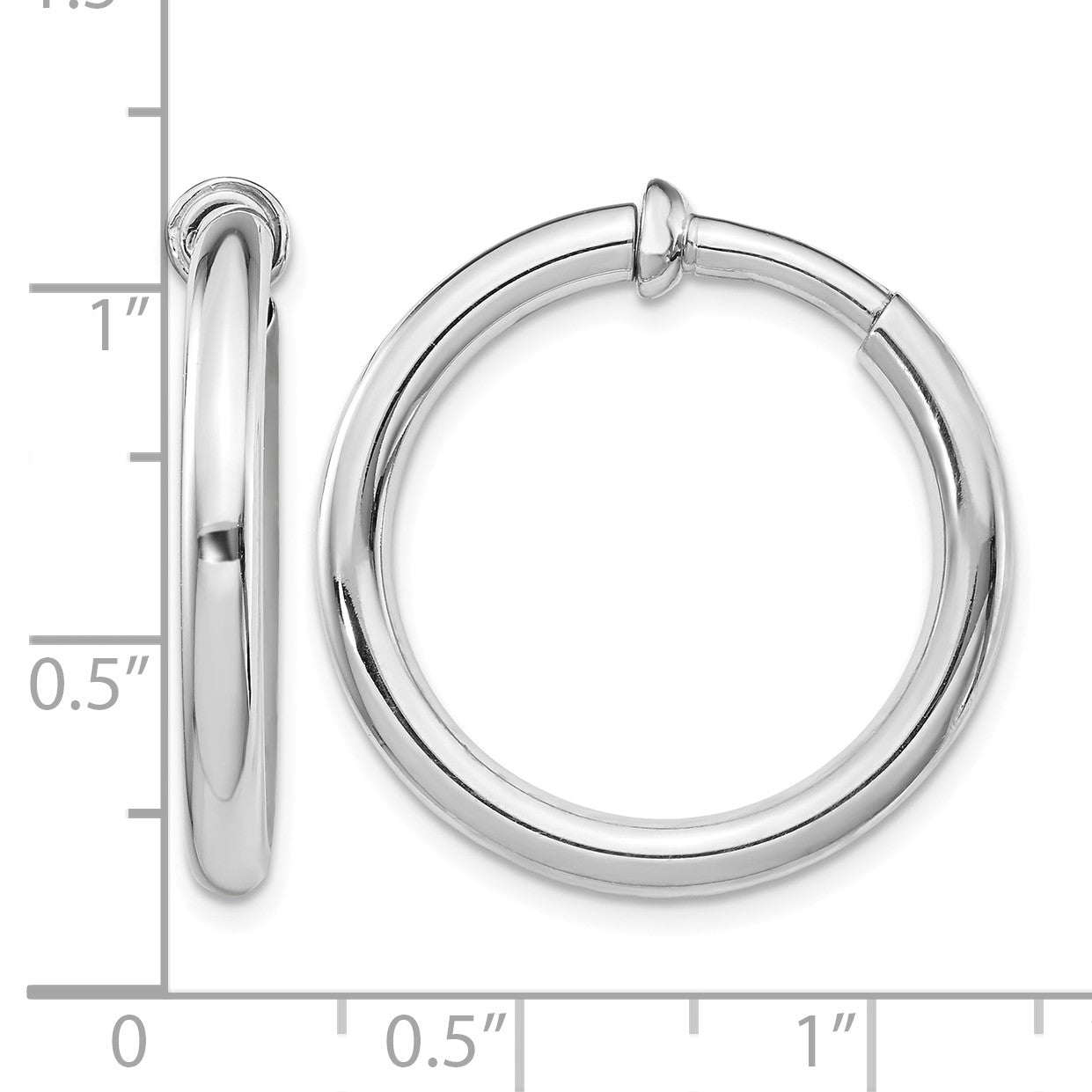 Sterling Silver RH-plated 3x27mm Non-Pierced Round Hoop Earrings
