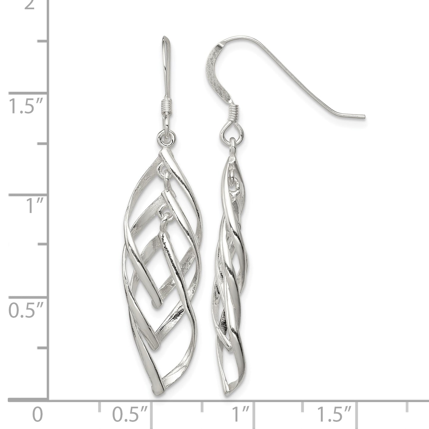 Sterling Silver Polished Fancy Twisted & Intertwined Dangle Earrings