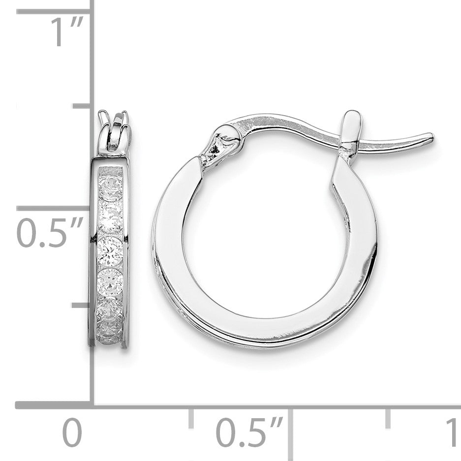 Sterling Silver Rhodium-plated CZ Hoop Earrings