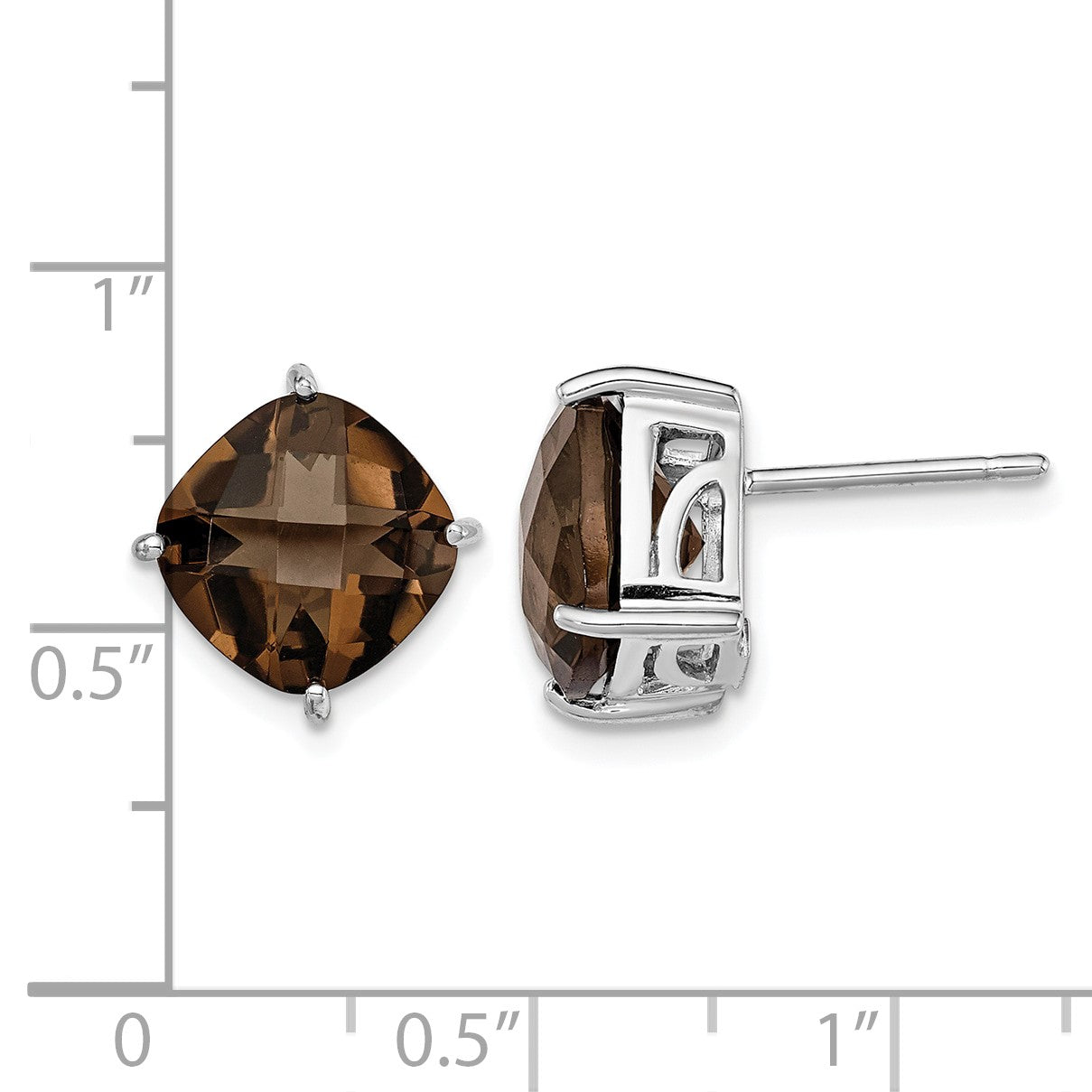 Sterling Silver Rhodium-plated Smoky Quartz Earrings
