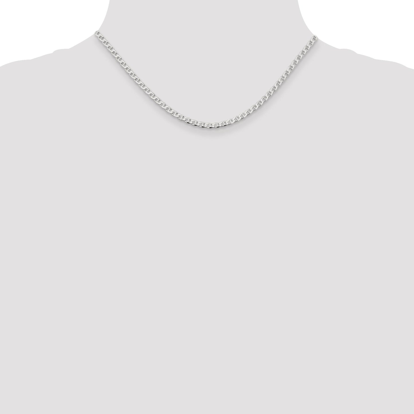 Sterling Silver 3.15mm D/C Flat Anchor Curb Chain